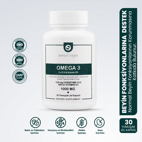 Smart Caps - Omega 3 en Co-Enzym Q10 en Vitamine D3 (30 Softgel)